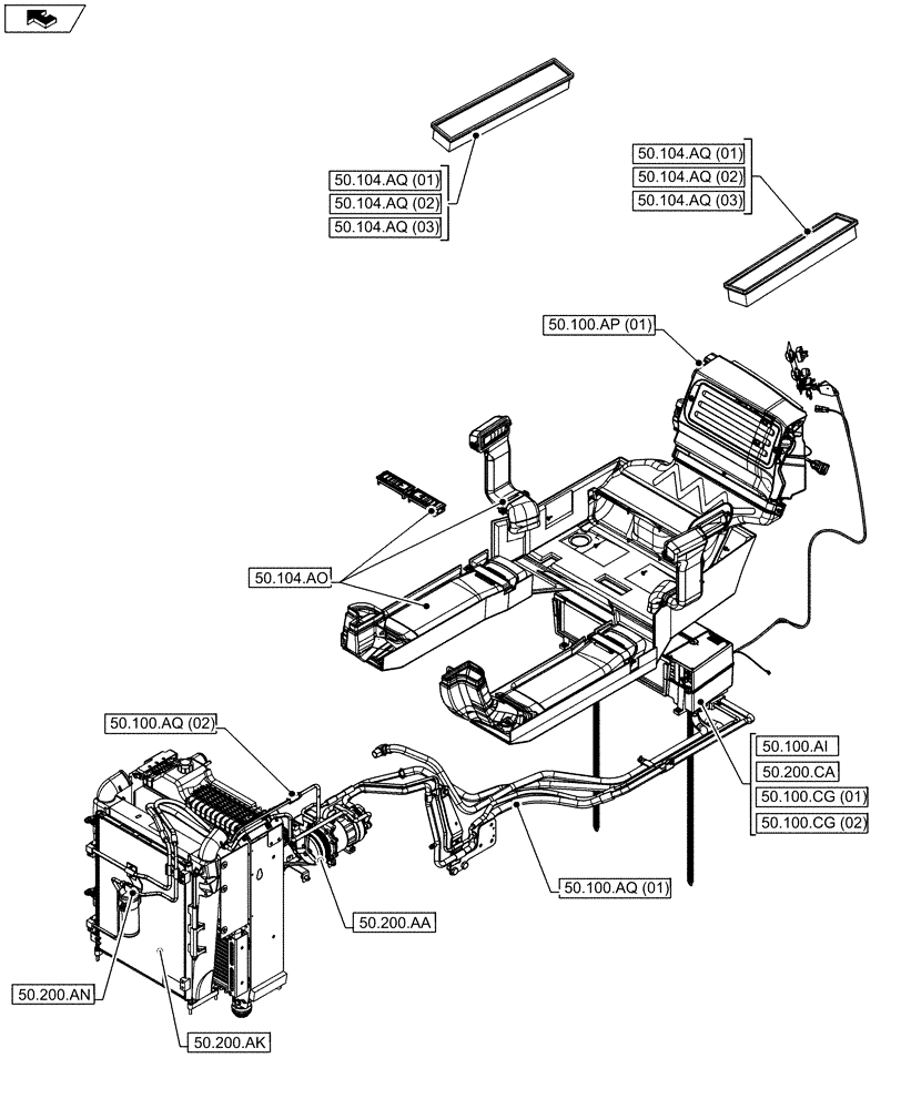 Схема запчастей Case IH MAXXUM 120 - (50.000.00) - SECTION INDEX - CAB CLIMATE CONTROL (50) - CAB CLIMATE CONTROL