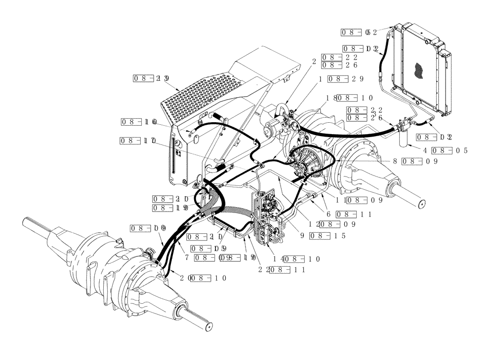 Схема запчастей Case IH STEIGER 485 - (01A-08) - HYDRAULICS - AXLE LUBRICATION & COOLING CIRCUIT, 500 SERIES AXLE, WHEEL TRACTOR, STEIGER 485 (00) - PICTORIAL INDEX