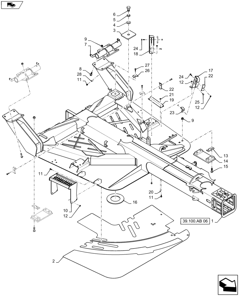Схема запчастей Case IH 1245 - (39.100.AB[05]) - CARRIER FRAME FOR 30" SPLIT ROW 16/31 (39) - FRAMES AND BALLASTING