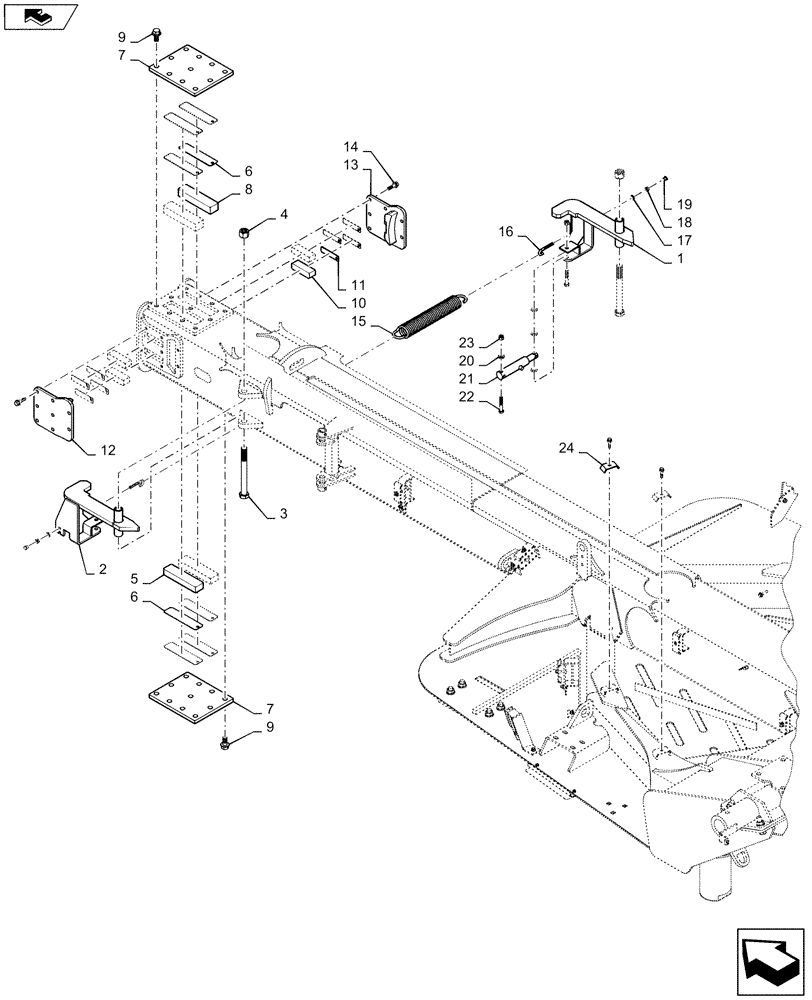 Схема запчастей Case IH 1245 - (39.100.AB[02]) - CARRIER FRAME RECIEVER FOR 24/20 (39) - FRAMES AND BALLASTING