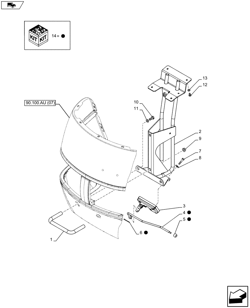 Схема запчастей Case IH MAXXUM 110 - (90.102.AU[03]) - VAR - 335789, 335791, 392500, 744985 - HOOD, LATCH (90) - PLATFORM, CAB, BODYWORK AND DECALS