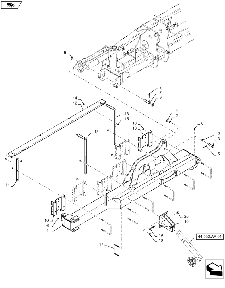Схема запчастей Case IH 1245 - (39.902.AA[07]) - OUTER WING RIGHT FOR 24/20 (39) - FRAMES AND BALLASTING