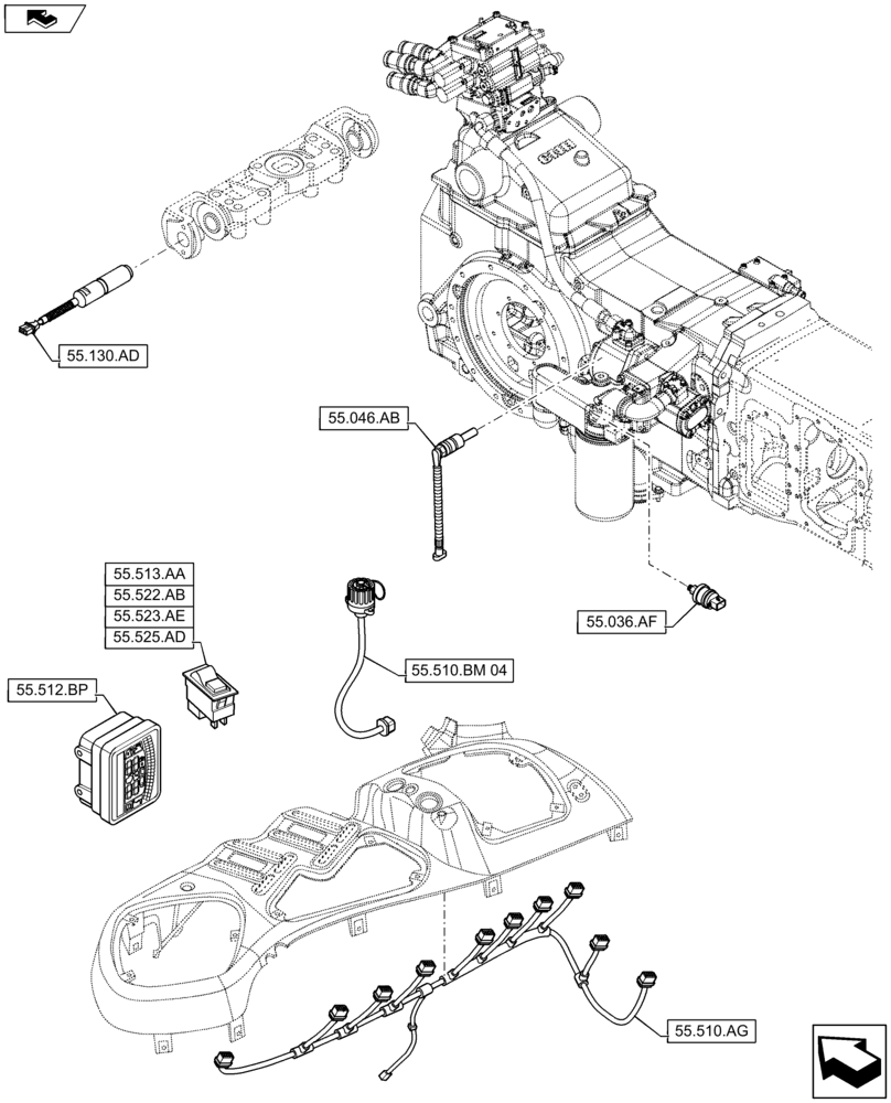 Схема запчастей Case IH MAXXUM 110 - (00.000.55[05]) - PICTORIAL INDEX - ELECTRICAL SYSTEMS (00) - GENERAL & PICTORIAL INDEX