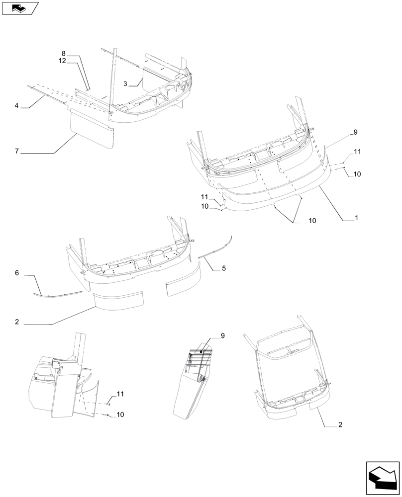 Схема запчастей Case IH A8800 - (90.160.AF) - CAB, STRIP (90) - PLATFORM, CAB, BODYWORK AND DECALS