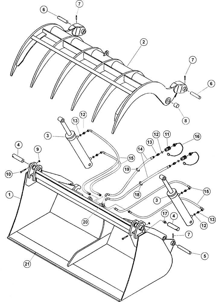 Схема запчастей Case IH L775 - (82.300.AQ[23]) - VAR - 717459006 - 63" SILAGE BUCKET WITH GRAPPLE (82) - FRONT LOADER & BUCKET