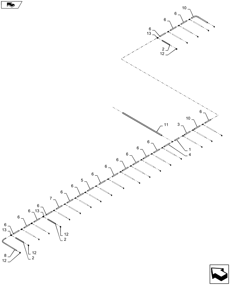 Схема запчастей Case IH 1245 - (79.105.AI[06]) - PNEUMATIC DOWN PRESSURE AIR LINES FOR 24/20 (79) - PLANTING