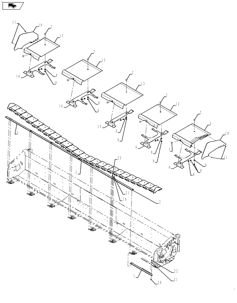 Схема запчастей Case IH 3020-25 - (58.130.03[01]) - FLOOR ASSEMBLY, SINGLE DRIVE (58) - ATTACHMENTS/HEADERS