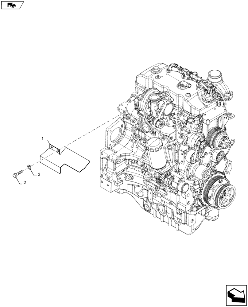 Схема запчастей Case IH MAXXUM 110 - (90.102.AG[03]) - VAR - 330643 - ENGINE GUARDS (90) - PLATFORM, CAB, BODYWORK AND DECALS