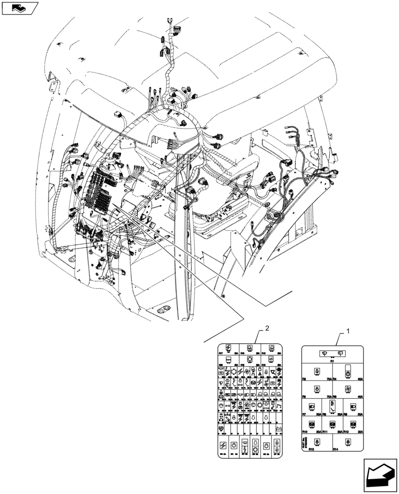 Схема запчастей Case IH MAXXUM 110 - (90.108.AA[02]) - FUSE BOX - DECALS (90) - PLATFORM, CAB, BODYWORK AND DECALS