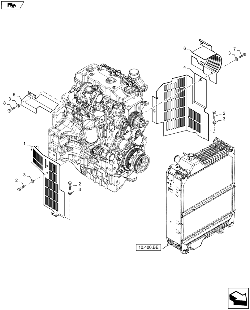 Схема запчастей Case IH MAXXUM 115 - (90.102.AG[01]) - ENGINE GUARDS (90) - PLATFORM, CAB, BODYWORK AND DECALS