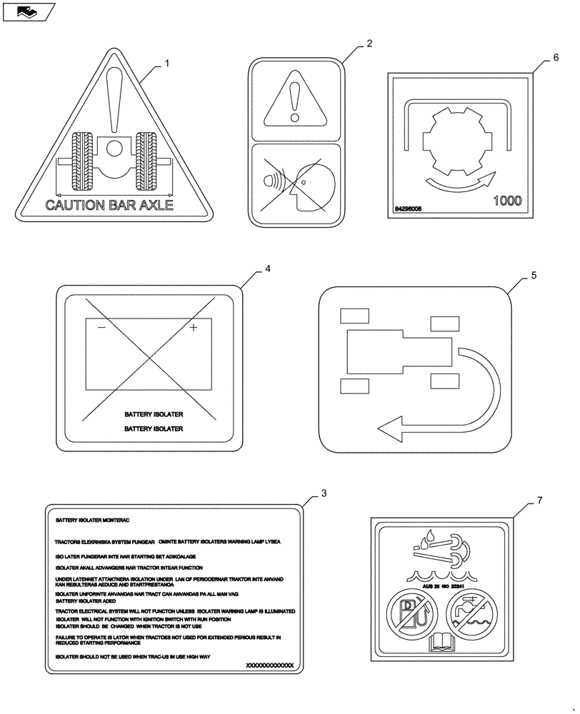 Схема запчастей Case IH MAXXUM 110 - (90.108.AC[03]) - SAFETY OR FUNCTIONAL DECALS (90) - PLATFORM, CAB, BODYWORK AND DECALS