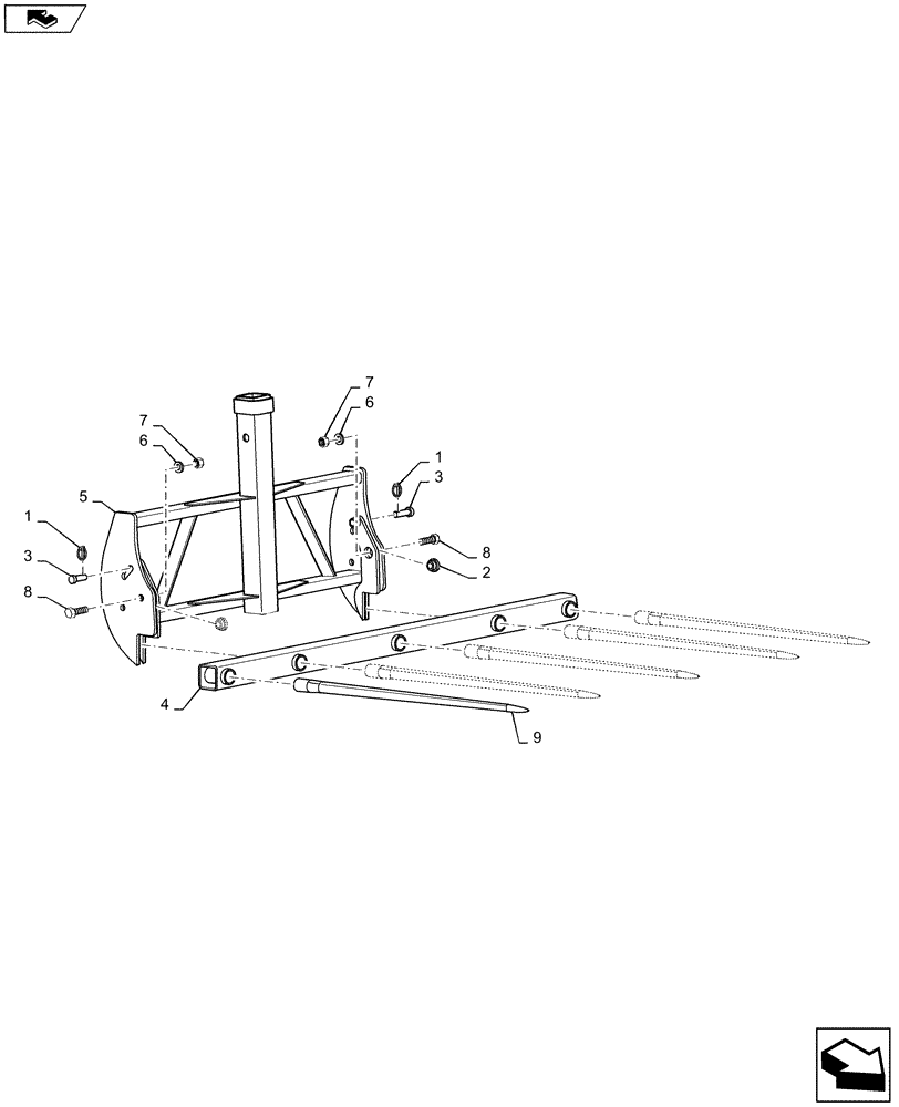Схема запчастей Case IH L725 - (82.300.AQ[13]) - VAR - 730405006 - SQUARE BALE FORK 55" (82) - FRONT LOADER & BUCKET