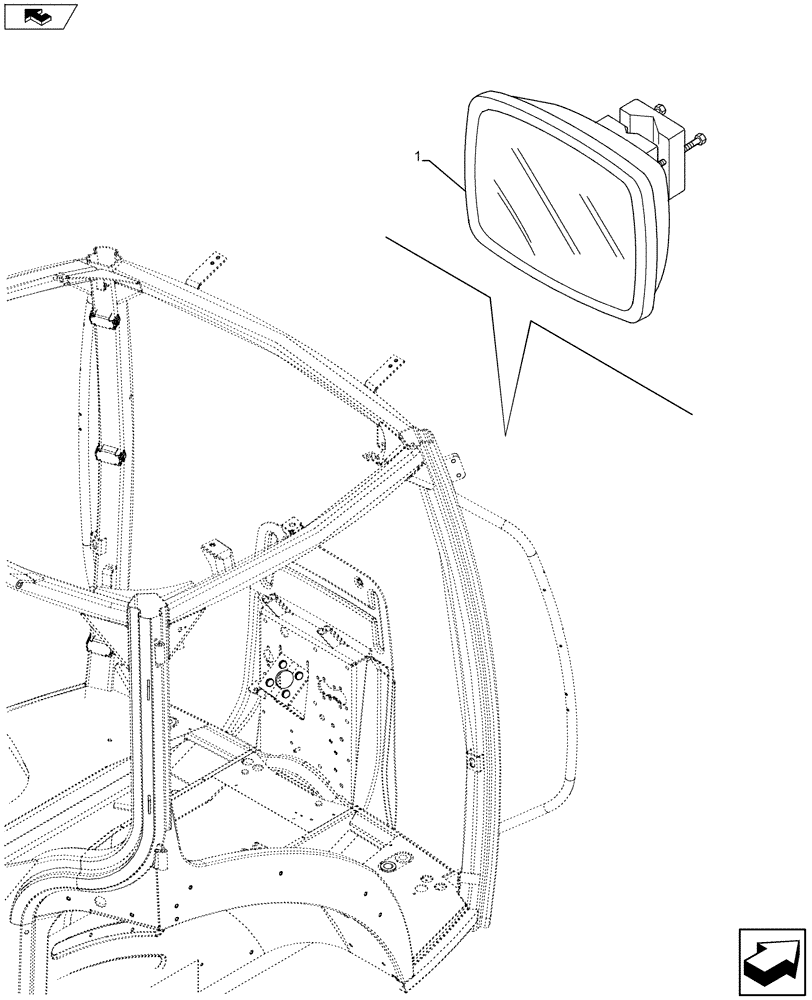 Схема запчастей Case IH MAXXUM 110 - (90.118.BM[03]) - VAR - 330829 - MIRROR, TOW HITCH (90) - PLATFORM, CAB, BODYWORK AND DECALS