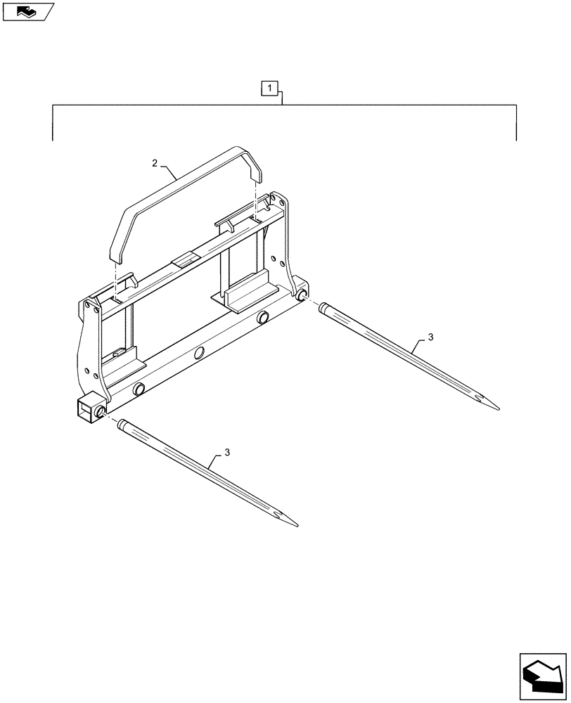 Схема запчастей Case IH L725 - (82.300.AQ[14]) - VAR - 730842006 - BALE FORK WITH BACK STOP - SSL (82) - FRONT LOADER & BUCKET
