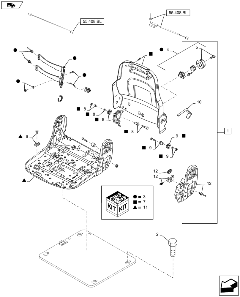 Схема запчастей Case IH MAXXUM 120 - (90.124.AF) - DELUXE SEAT WITH AIR SUSPENSION, BELT AND SWITCH - BREAKDOWN (90) - PLATFORM, CAB, BODYWORK AND DECALS