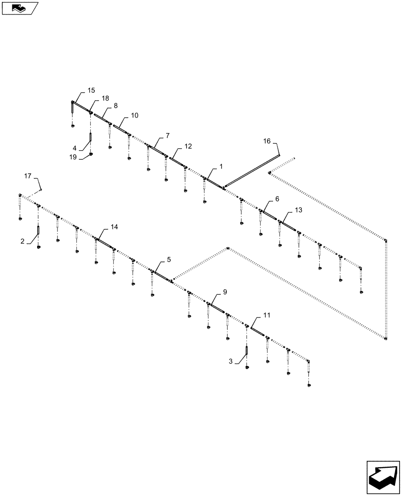 Схема запчастей Case IH 1245 - (79.105.AI[08]) - PNEUMATIC DOWN PRESSURE AIR LINES FOR 30" SPLIT ROW 16/31 (79) - PLANTING