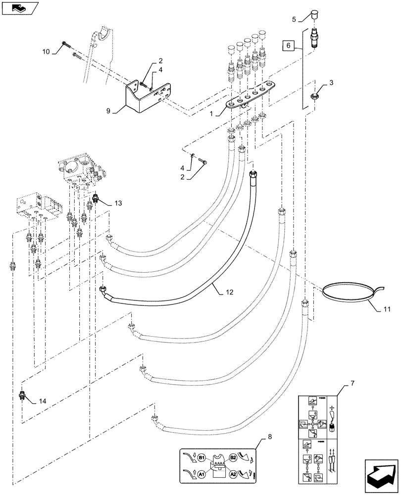Схема запчастей Case IH L765 - (35.534.AC[01]) - VAR - 713665006 - MMV HYDRAULIC HOSE KIT - 3 FUNCTION FOR MAXXUM 110, 115, 120, 125, 130, 140 (35) - HYDRAULIC SYSTEMS