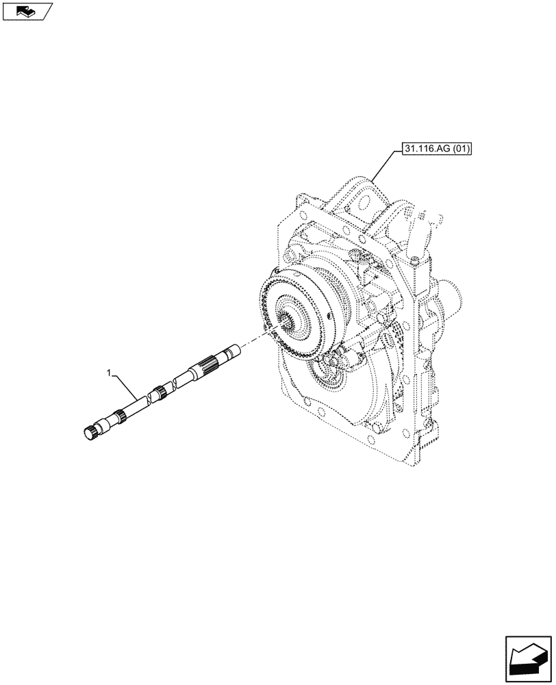 Схема запчастей Case IH MAXXUM 120 - (31.116.AH) - VAR - 332801, 335788, 744740 - POWER TAKE-OFF, SHAFT (31) - IMPLEMENT POWER TAKE OFF