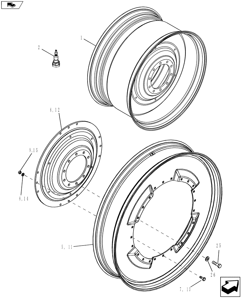 Схема запчастей Case IH MAGNUM 260 - (44.520.AB[05]) - REAR WHEELS - SOLID STEEL (44) - WHEELS