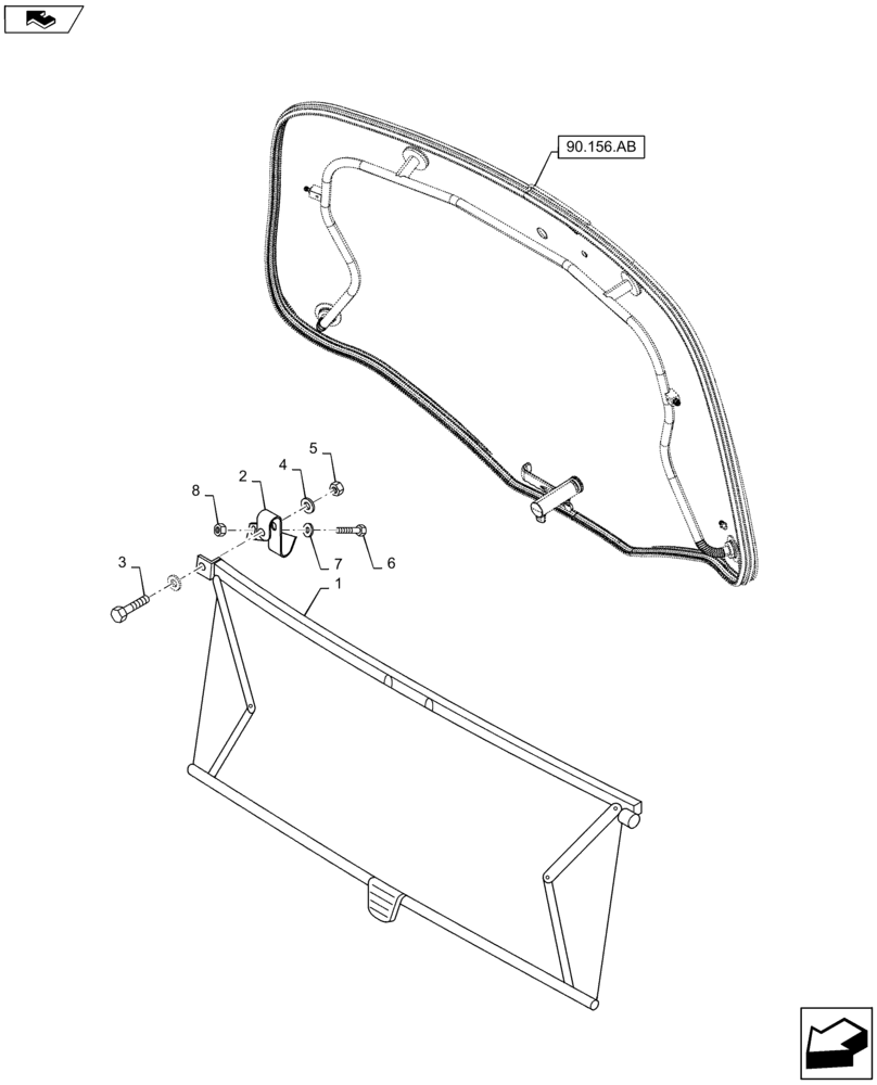 Схема запчастей Case IH MAXXUM 115 - (90.151.AE[03]) - VAR - 330579 - SUN CURTAIN - REAR (90) - PLATFORM, CAB, BODYWORK AND DECALS