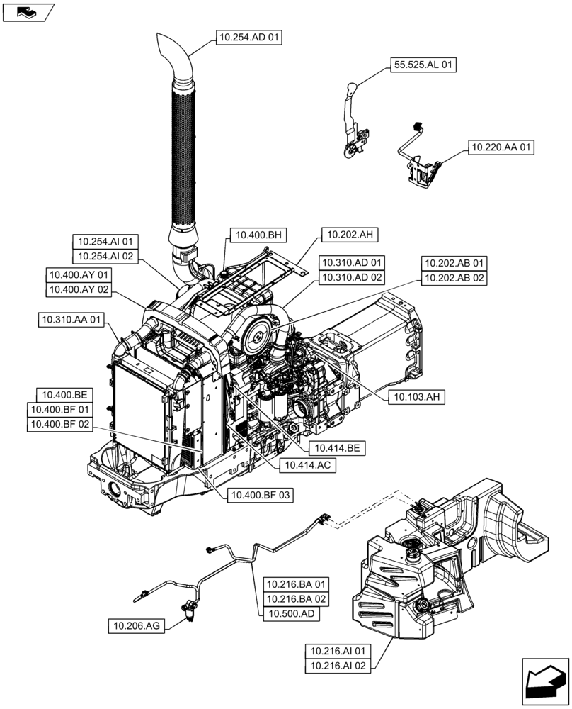 Схема запчастей Case IH MAXXUM 110 - (00.000.10) - PICTORIAL INDEX - ENGINE (00) - GENERAL & PICTORIAL INDEX