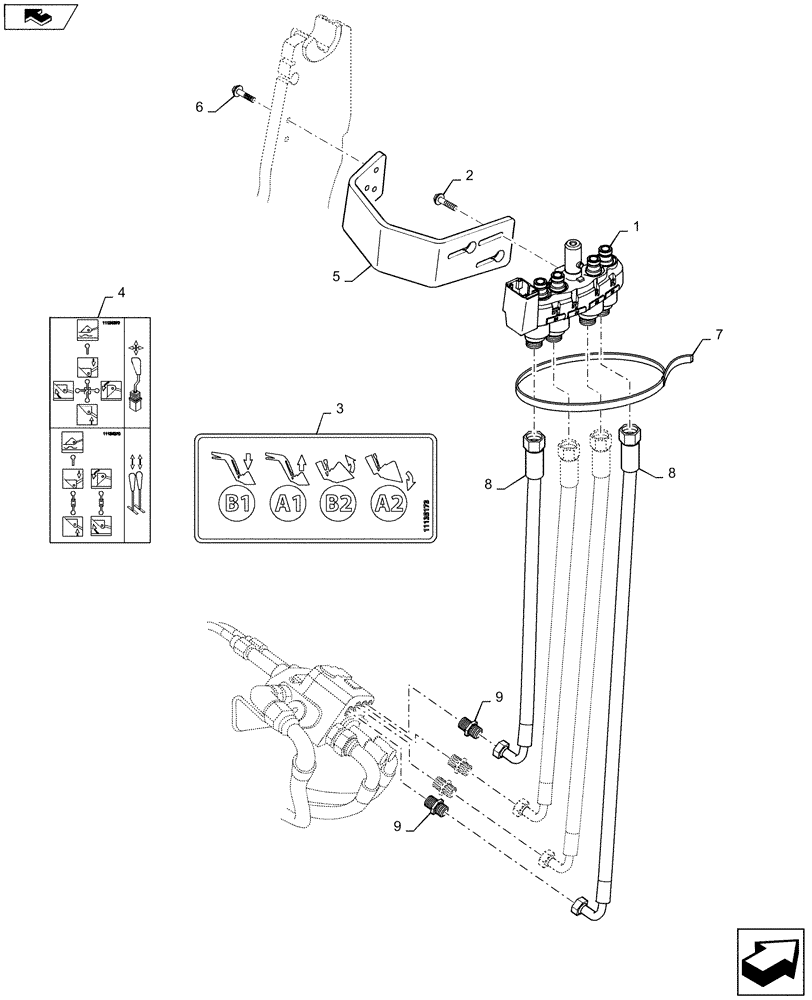 Схема запчастей Case IH L745 - (35.525.AA[08]) - VAR - 730899006 - MMV HYDRAULIC HOSE KIT MC4 - 2 FUNCTION FOR FARMALL U (35) - HYDRAULIC SYSTEMS
