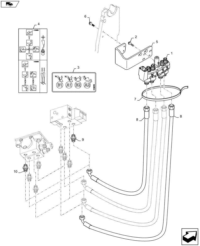 Схема запчастей Case IH L765 - (35.525.AA[01]) - VAR - 713664006 - 2 FUNCTION MULTI COUPLER HOSE KIT FOR MAXXUM 110, 115, 120, 125, 130, 140 (35) - HYDRAULIC SYSTEMS