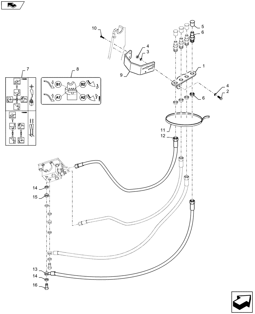Схема запчастей Case IH L755 - (35.525.AA) - VAR - 717518016 - MECH MMV HYDRAULIC HOSE KIT - 2 FUNCTION FOR MAXXUM 110, 115, 120, 125, 130, 140 (35) - HYDRAULIC SYSTEMS