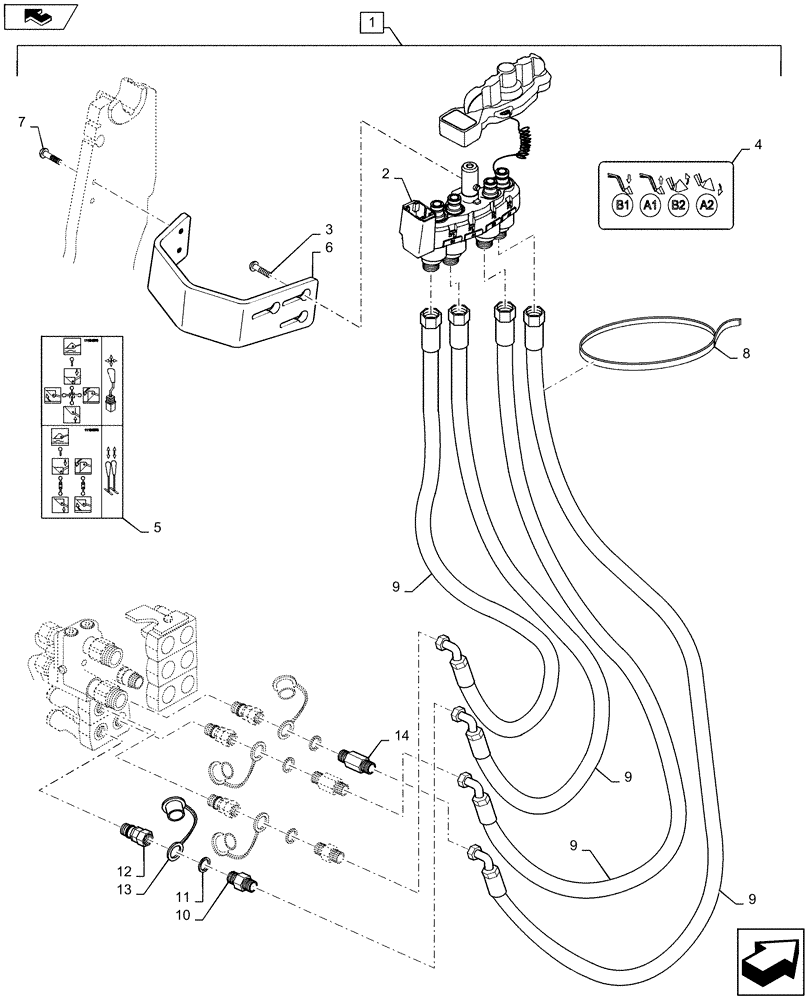 Схема запчастей Case IH L795 - (35.525.AA[06]) - VAR - 713614006 - 4 HOSE STANDARD KIT WITH MULTI COUPLER FOR MAGNUM TIER 4 (35) - HYDRAULIC SYSTEMS