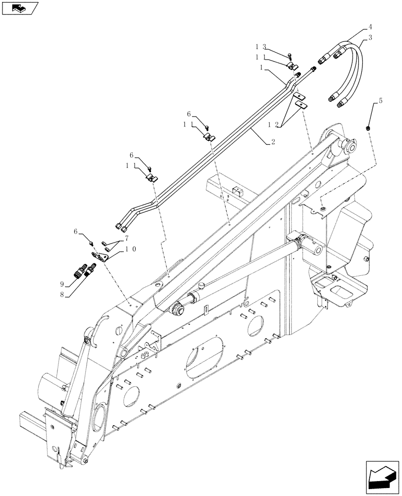 Схема запчастей Case IH SR175 - (35.734.AH[02]) - AUX HYD, STD, ARM PLUMBING (SR175)(SR200)(SR220,SR250,TR320) (35) - HYDRAULIC SYSTEMS