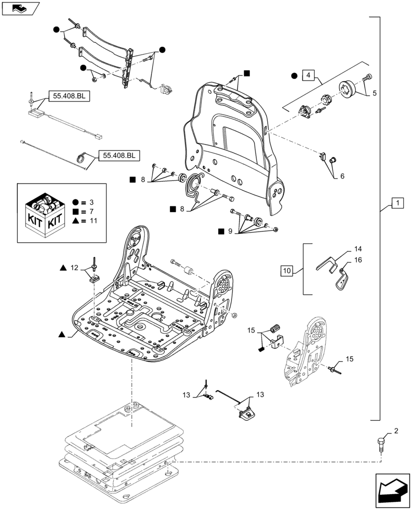 Схема запчастей Case IH MAXXUM 110 - (90.124.AF[02]) - VAR - 331709 - DELUXE SEAT WITH AIR SUSPENSION, BELT AND SWITCH - BREAKDOWN (90) - PLATFORM, CAB, BODYWORK AND DECALS
