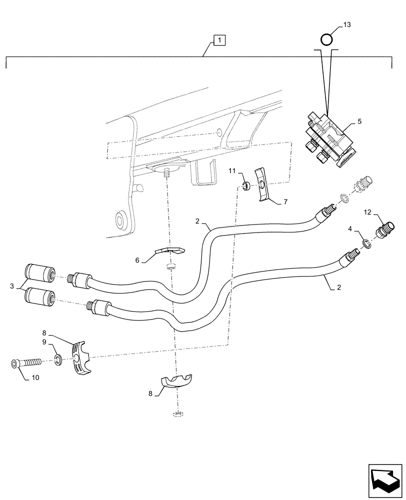 Схема запчастей Case IH L775 - (35.525.AA[26]) - VAR - 713604006 - LIVE 3 FUNCTION HOSE KIT WITH MC-2 COUPLING (35) - HYDRAULIC SYSTEMS