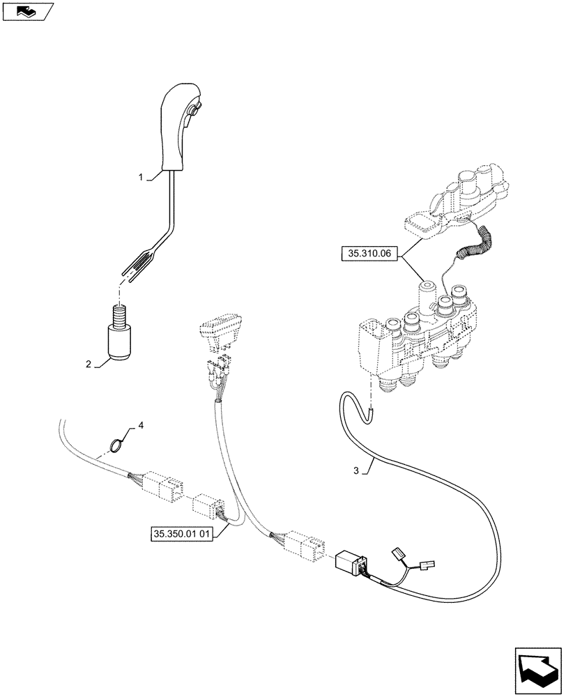 Схема запчастей Case IH L785 - (55.100.DP[01]) - VAR - 713674006 - 3RD FUNCTION WIRE HARNESS INTERFACE KIT FOR MECHANICAL MMV SETS FOR MAXXUM AND PUMA (55) - ELECTRICAL SYSTEMS