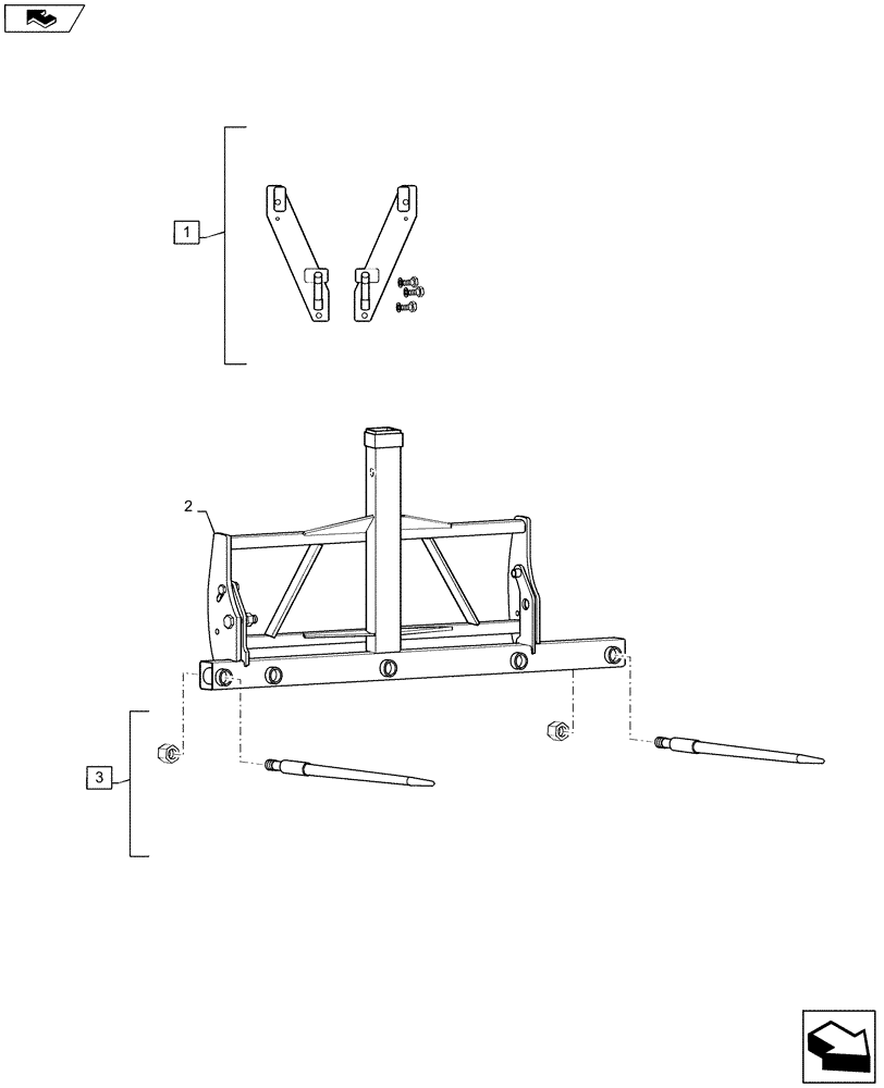 Схема запчастей Case IH L725 - (82.300.AQ[03]) - VAR - 717488006 - 55" SQUARE BALE FORK (82) - FRONT LOADER & BUCKET