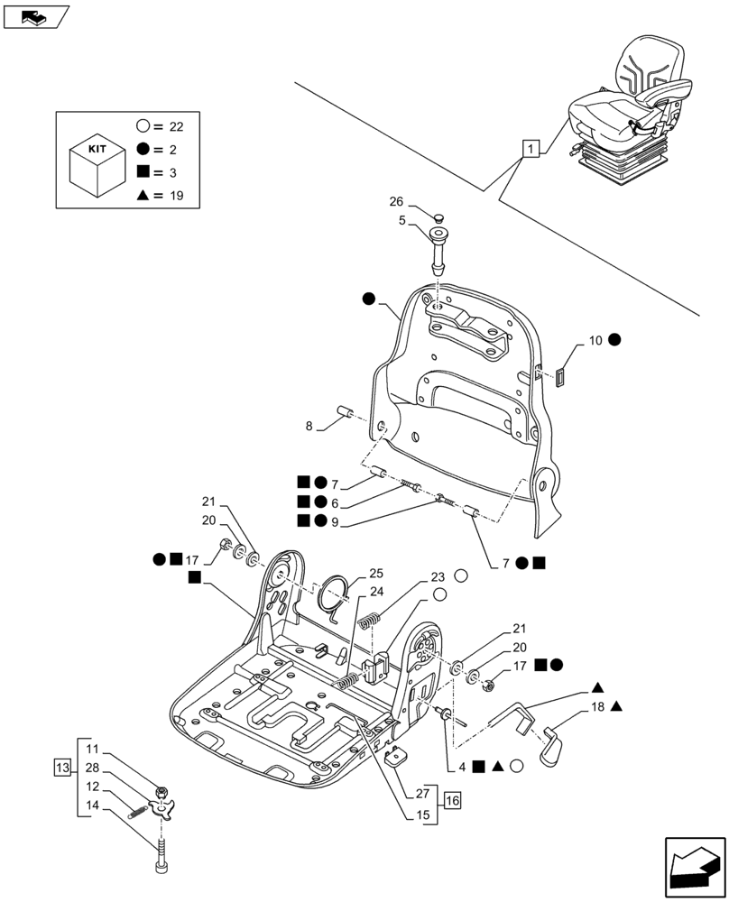Схема запчастей Case IH MAXXUM 110 - (90.120.AM[01]) - DELUXE SEAT WITH MECHANICAL SUSPENSION, BELT AND SWITCH - BREAKDOWN - END YR 02-OCT-2014 (90) - PLATFORM, CAB, BODYWORK AND DECALS