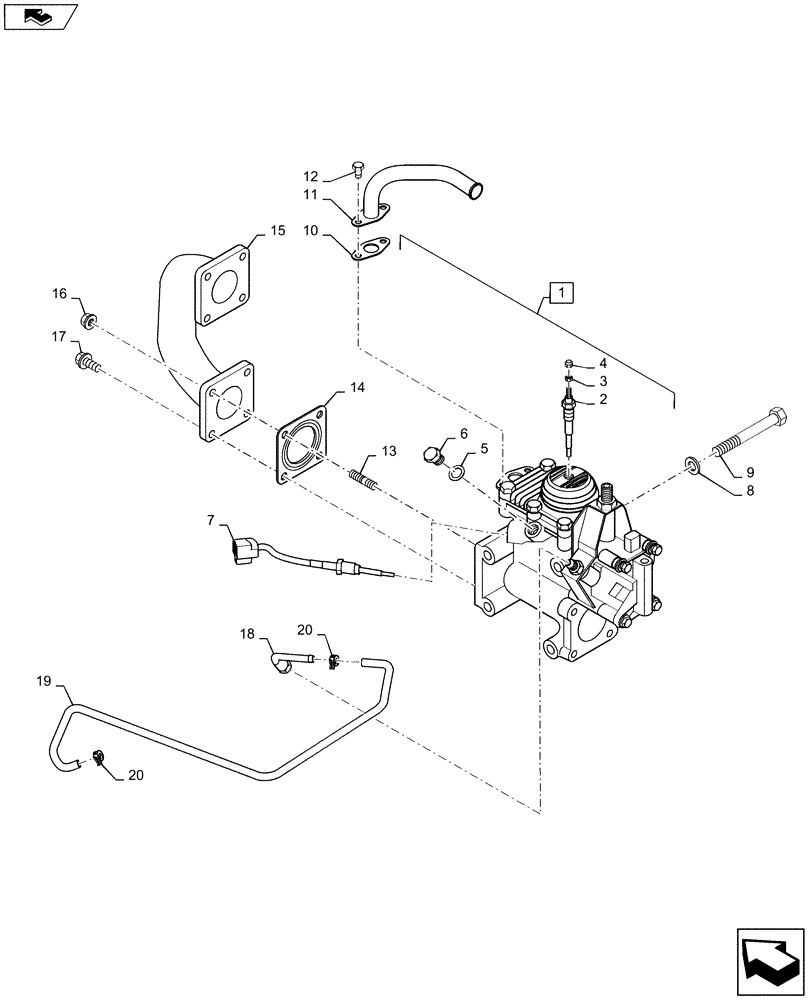 Схема запчастей Case IH SR160 - (10.501.ad) - EXHAUST GAS RECIRCULATION (EGR) BURNER ASSY. (10) - ENGINE
