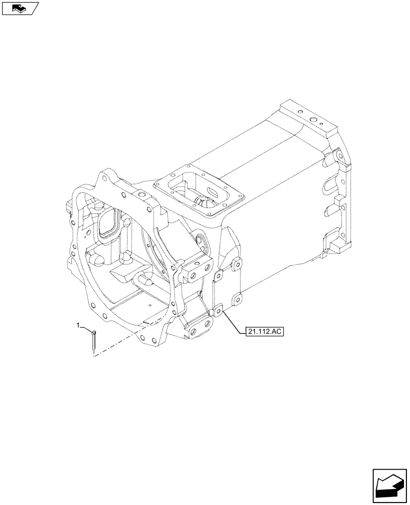 Схема запчастей Case IH MAXXUM 120 - (21.112.AC[02]) - VAR - 390283 - TRANSMISSION HOUSING, PIN (21) - TRANSMISSION
