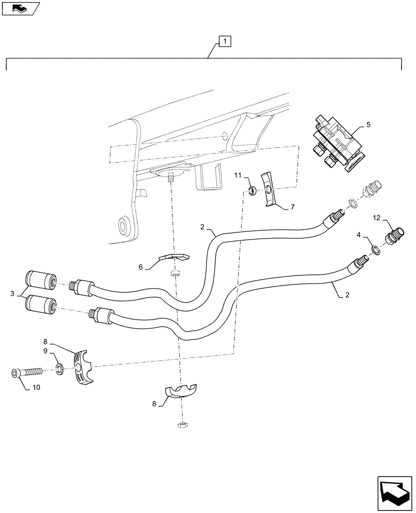 Схема запчастей Case IH L755 - (35.525.AA[18]) - VAR - 713602006 - LIVE 3 FUNCTION HOSE KIT WITH MC-2 COUPLING (35) - HYDRAULIC SYSTEMS