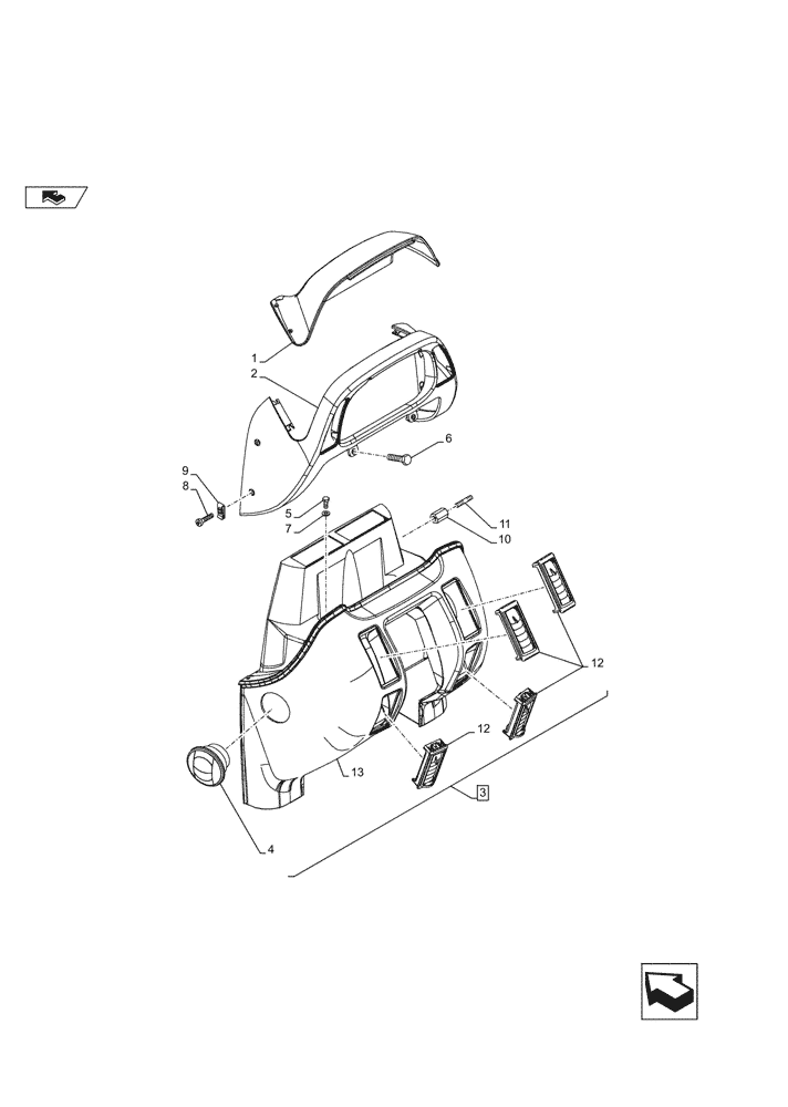 Схема запчастей Case IH MAXXUM 110 - (90.110.AH[02]) - PANEL INSTRUMENT (90) - PLATFORM, CAB, BODYWORK AND DECALS