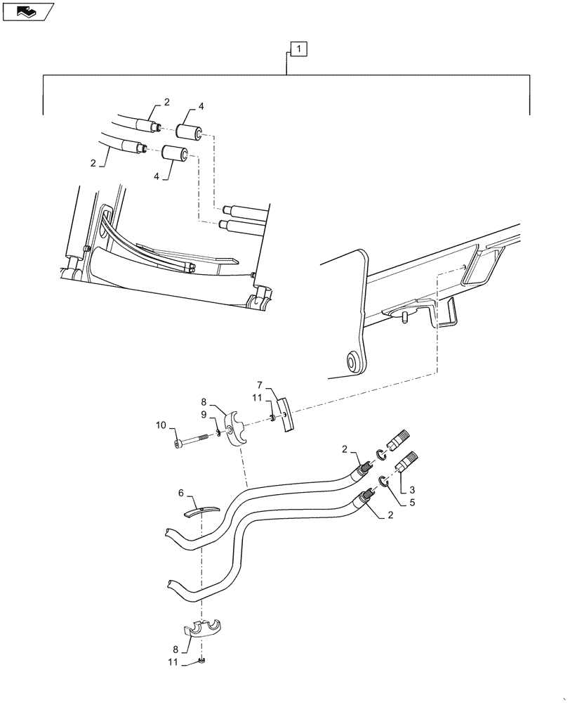 Схема запчастей Case IH L765 - (35.525.AA[20]) - VAR - 730681016 - LIVE 3 FUNCTION HOSE KIT WITH FLAT FACED COUPLERS (35) - HYDRAULIC SYSTEMS
