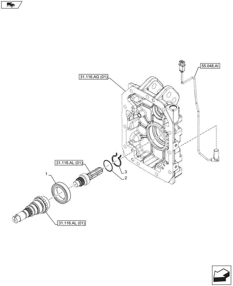 Схема запчастей Case IH MAXXUM 120 - (31.116.AL[04]) - VAR - 330448, 336449 - POWER TAKE OFF (PTO) - SEAL (31) - IMPLEMENT POWER TAKE OFF