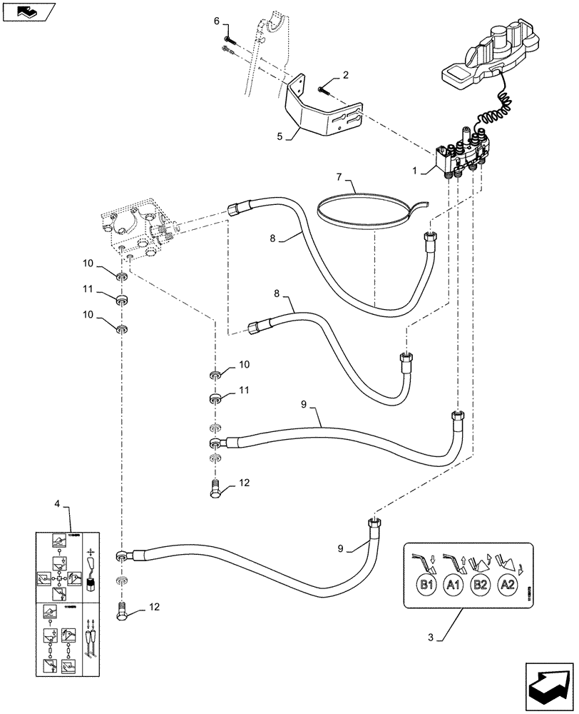 Схема запчастей Case IH L745 - (35.525.AA[03]) - VAR - 713609006 - MMV HYDRAULIC HOSE KIT - 2 FUNCTION FOR MAXXUM 110, 115, 120, 125, 130, 140 (35) - HYDRAULIC SYSTEMS