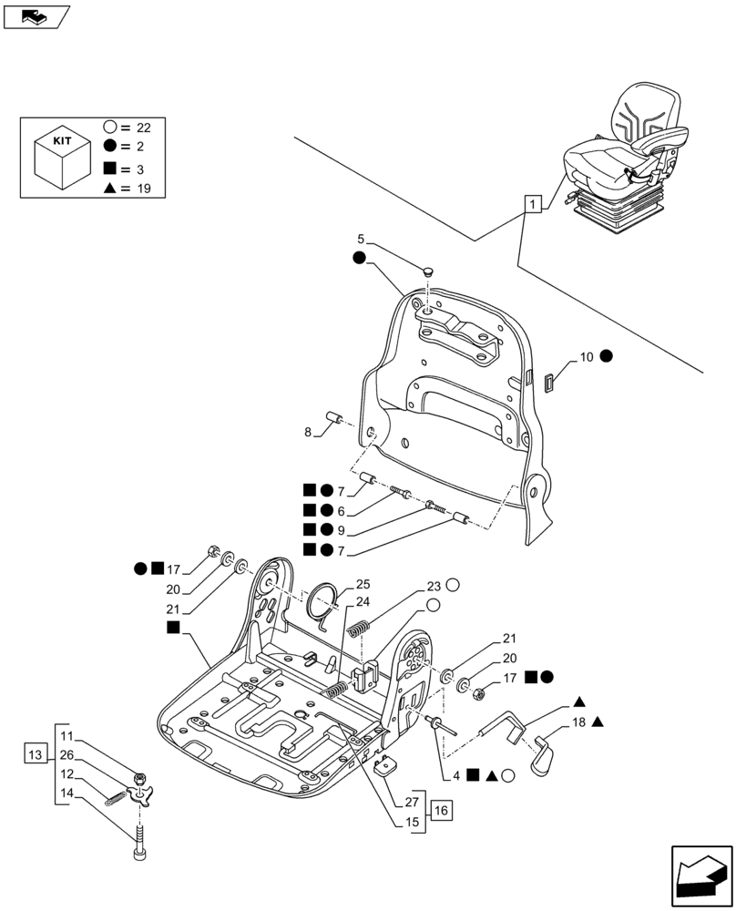 Схема запчастей Case IH MAXXUM 110 - (90.124.AF[03]) - VAR - 330710 - SEAT WITH AIR SUSPENSION, BELT AND SWITCH - BREAKDOWN - END YR 02-OCT-2014 (90) - PLATFORM, CAB, BODYWORK AND DECALS