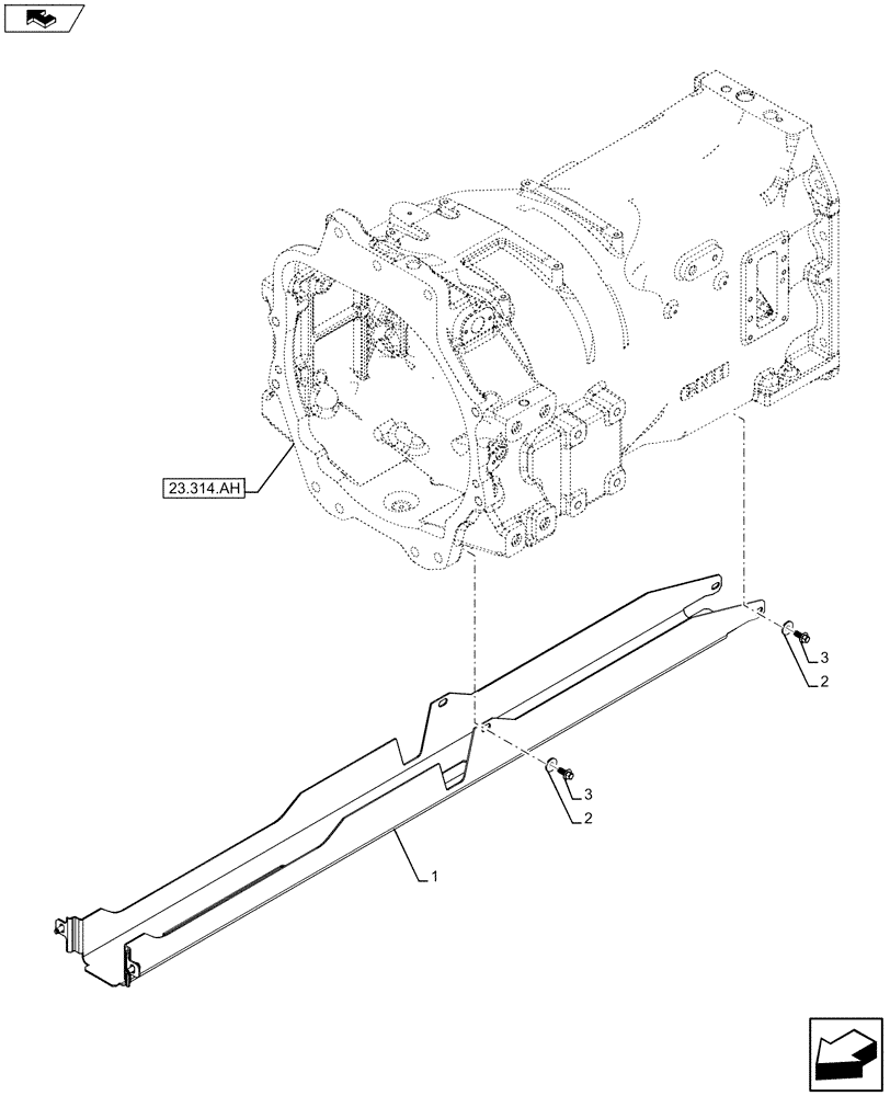 Схема запчастей Case IH MAXXUM 110 - (23.314.AG[04]) - VAR - 390201 - DRIVE SHAFT, COVERS (23) - FOUR WHEEL DRIVE SYSTEM