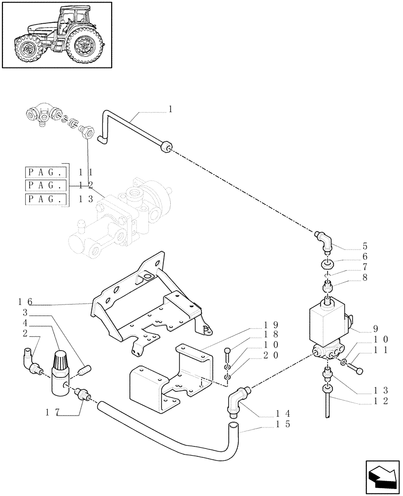 Схема запчастей Case IH MXU135 - (1.68.6[10]) - (VAR.178-380-380/1-385-385/1-385/2) TRAILER AIR BRAKE - VALVE AND SHIELDS - C5287 (05) - REAR AXLE