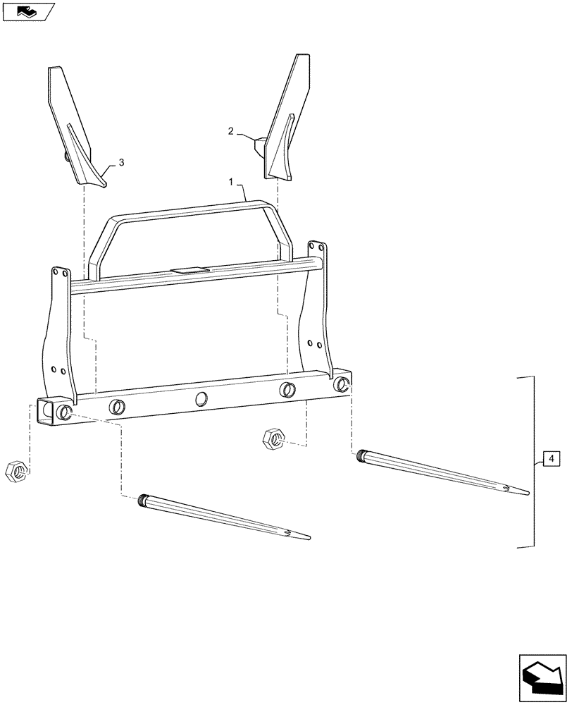 Схема запчастей Case IH L725 - (82.300.AQ[15]) - VAR - 730843006 - BALE FORK WITH BACK STOP - EURO (82) - FRONT LOADER & BUCKET