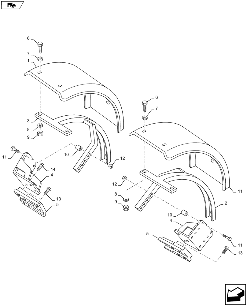 Схема запчастей Case IH MAXXUM 110 - (90.116.AC[02]) - VAR - 330882 - FIXED FRONT FENDERS (90) - PLATFORM, CAB, BODYWORK AND DECALS