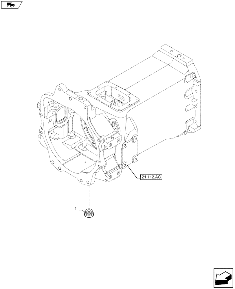 Схема запчастей Case IH MAXXUM 120 - (21.112.AC[03]) - VAR - 390283 - TRANSMISSION HOUSING, PLUG (21) - TRANSMISSION