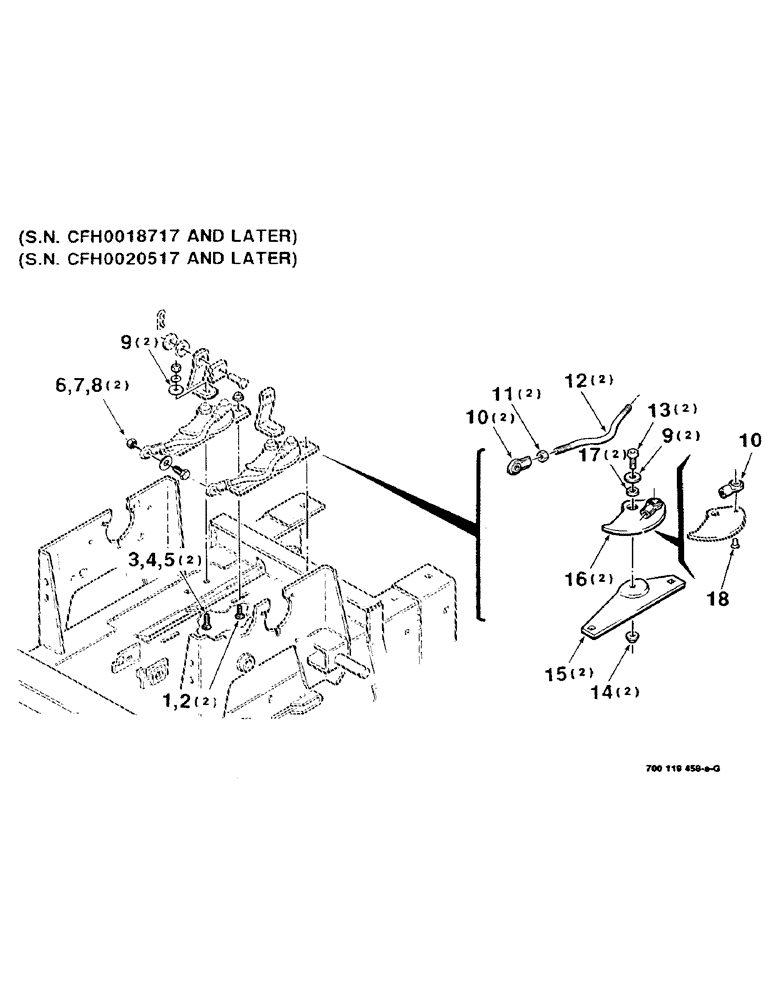 Схема запчастей Case IH 8530 - (6-14) - FINGER (TWINE) GUIDE ASSEMBLY, (S.N. CFH0018717 AND LATER), (S.N. CFH0020517 AND LATER) (14) - BALE CHAMBER