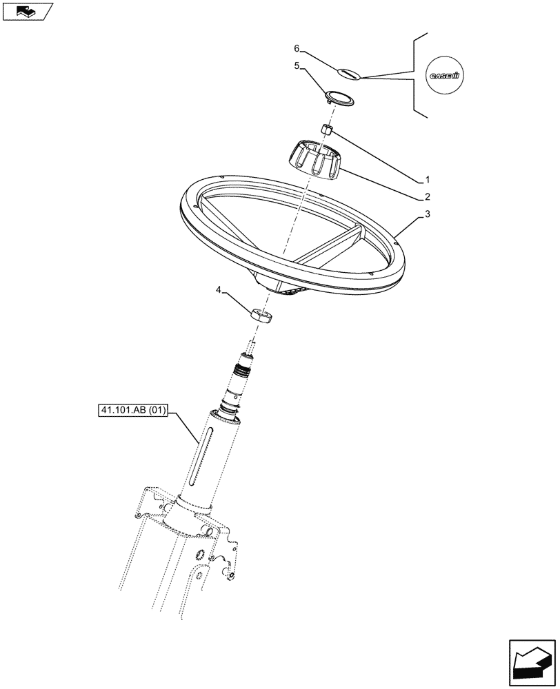 Схема запчастей Case IH MAXXUM 110 - (41.101.AJ[02]) - VAR - 332384, 335283, 391152, 391630 - STEERING WHEEL, STANDARD (41) - STEERING
